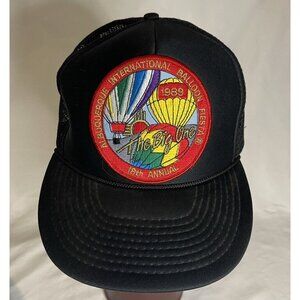 Vtg Albuquerque Balloon Fiesta Cap Hat 1989 18th Annual The Big One Black Patch